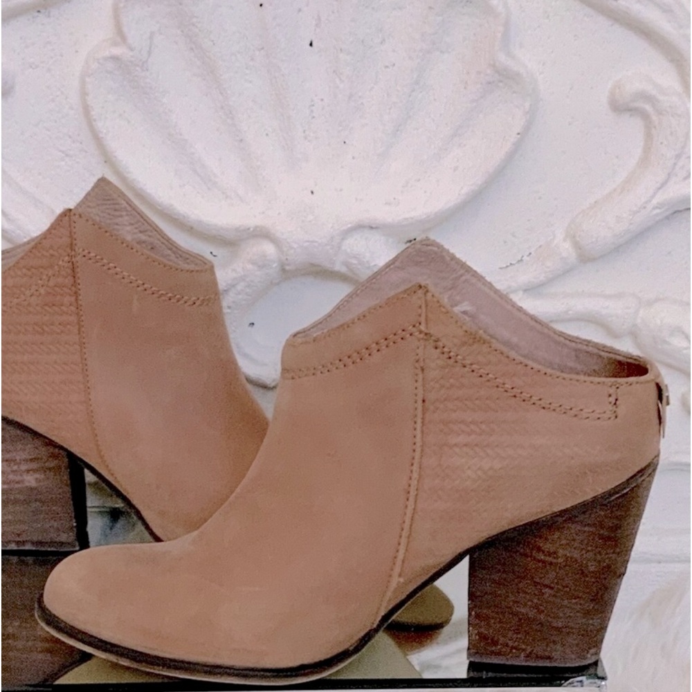 Leather Embossed Mule Slide Bootie